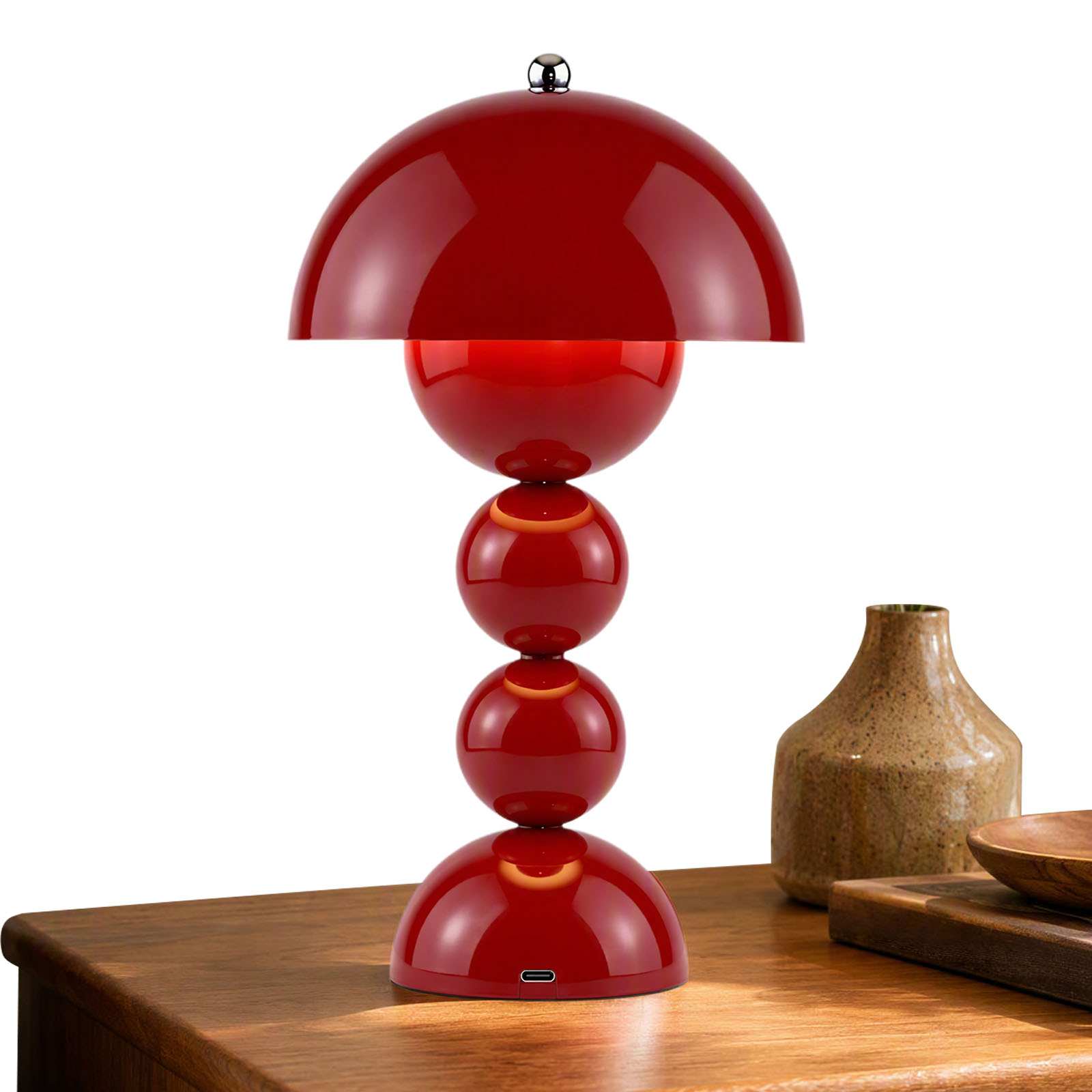Lighting Decor Bedroom - きのこ型の花柄テーブルランプ。USB充電式LEDデスクライト。3つのカラーモード（暖色、自然色）を搭載。寝室のインテリアやナイトライトとして最適。