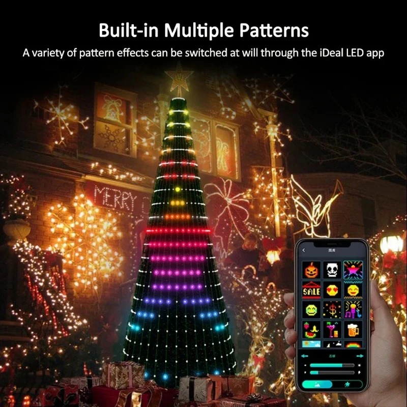 Lighting Christmas Decor - クリスマススターツリーライトRGB LED、Bluetoothアプリ制御のフェアリーライト、リモコンタイマー付き、クリスマスホームデコレーション用