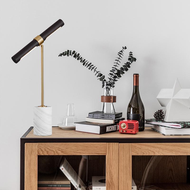 装飾テーブルランプ、デザイナーライト高級レザー大理石デスクラ - Lighting Decor Bedroom のレビューと価格