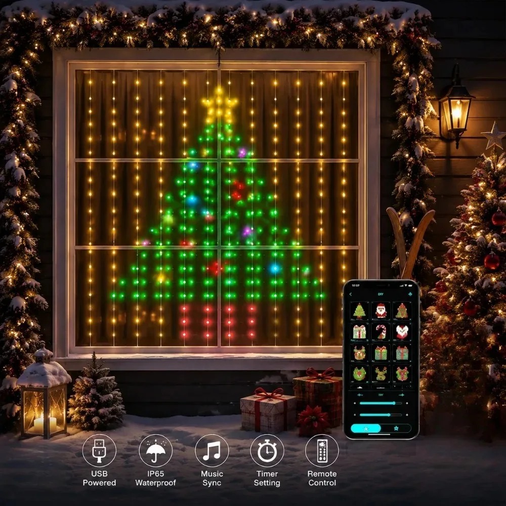 クリスマスイルミネーションライト、LEDカーテンライト、色が - Lighting Decoration Ideas のレビューと価格