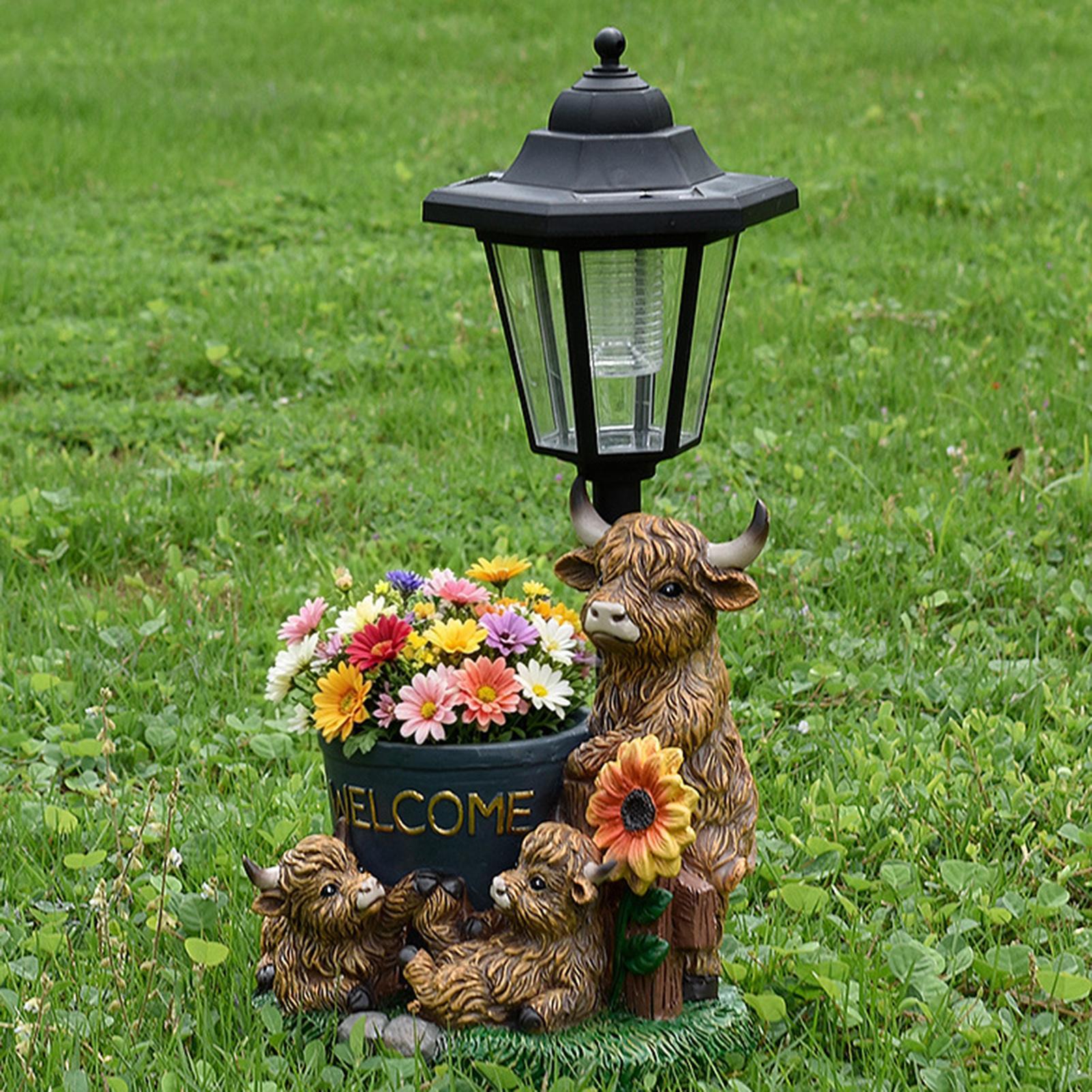 ソーラーガーデンアニマル、装飾用レジン製牛の置物、ライトアッ - Up Lighting Decor のレビューと価格